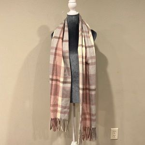 PRETTY PERSUASIONS PLAID SCARF - Pink, gray, cream